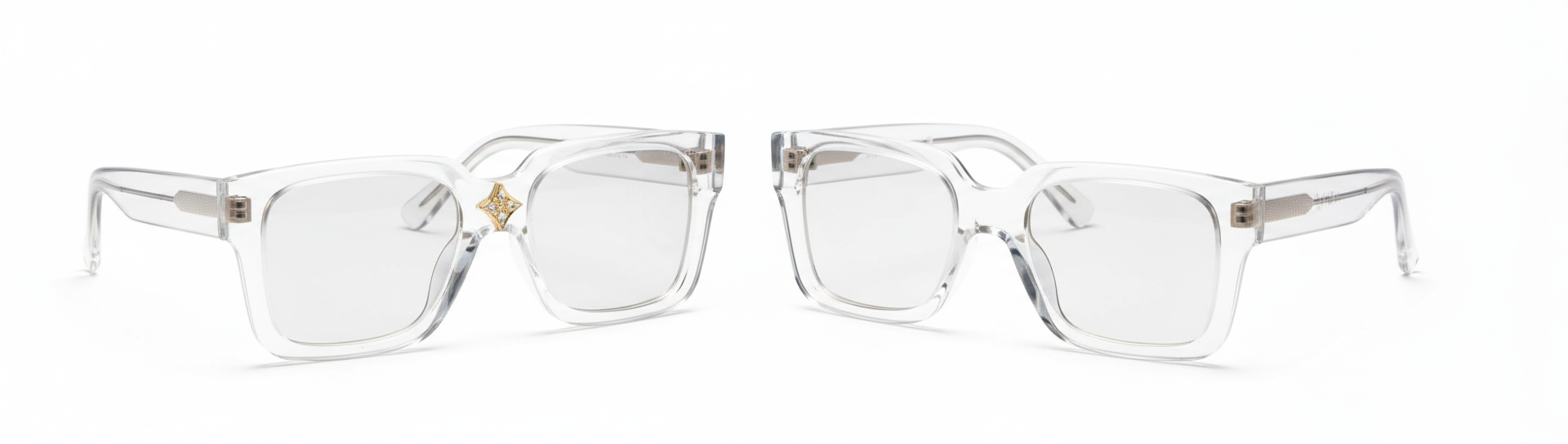 Clear Sunglasses with Gold Diamond Detail